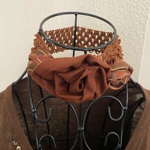 Chic Brown upcycled Floral Hairband, hair tie choker